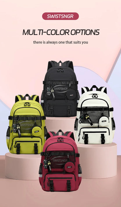 2024 New Large Airplane Travel Backpack for Girls Waterproof Fashion 15/17 Inch Laptop Backpacks Women Children Schoolbags Male