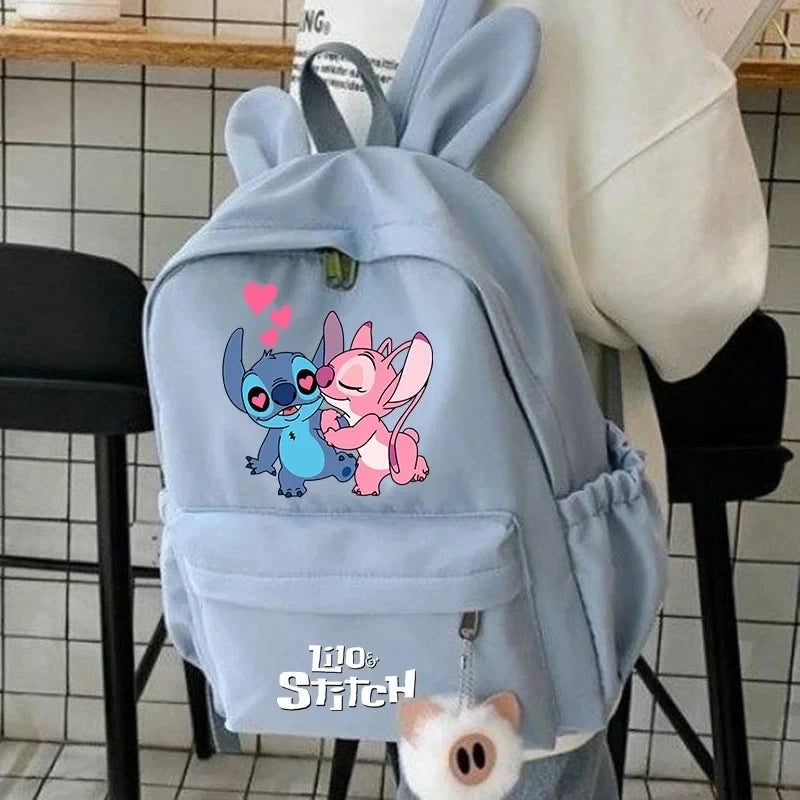 Disney Lilo Stitch Cute Backpack for Girl Boy Student Teenager Rucksack Women Casual School Bags Travel Rabbit Ears Mochila