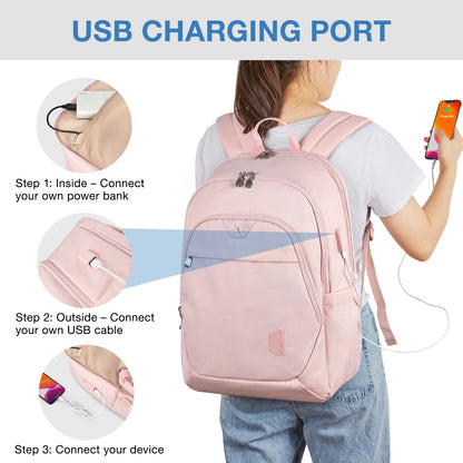 BAGSMART Backpacks for Women School Bag for girl 17.5''/15.6'' Notebook Travel Laptop Computer Backpack with USB Charging Port