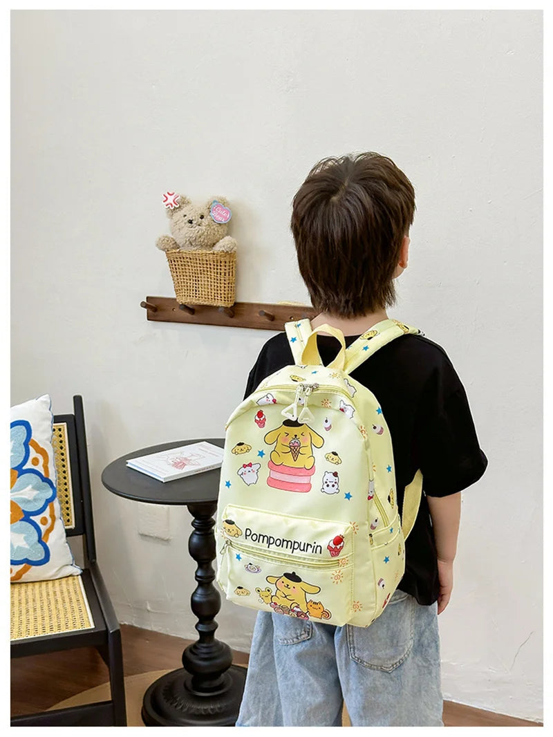 Sanrio Kuromi Hello Kitty My Melody Cinnamoroll Cartoon Backpack Cute Pompom Purin Pochacco School Bag For Adults Kids Sac A Dos