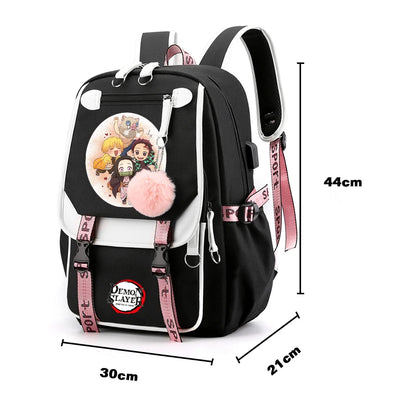 3Pcs/set Anime Kamado Nezuko Demon Slayer Backpacks for Girls School Bag Teenager Student Canvas Laptop Back Pack Women Rucksack