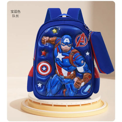 Marvel Children Backpack for Grades 1-3 3D Hard Shell Anime Cartoon Batman Sofia Lightweight Breathable Waterproof Bags Gifts