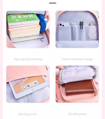 With Rabbit Pendant For Girls Orthopaedics Kids Backpack Kawaii Waterproof School bag Primary Bow Knot Schoolbag mochilas BOOK