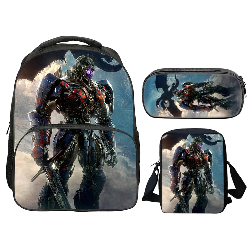 T-Transformers Popular Movies Child School Backpack 3pcs Set Shoulder Bags Pencil Case Book Bags for Boys Girls Best Gift