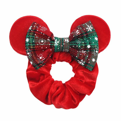 Disney Mickey Christmas Hair Loop Thickened Velvet Pig Intestine Hair Loop Elastic Gold Velvet Headband