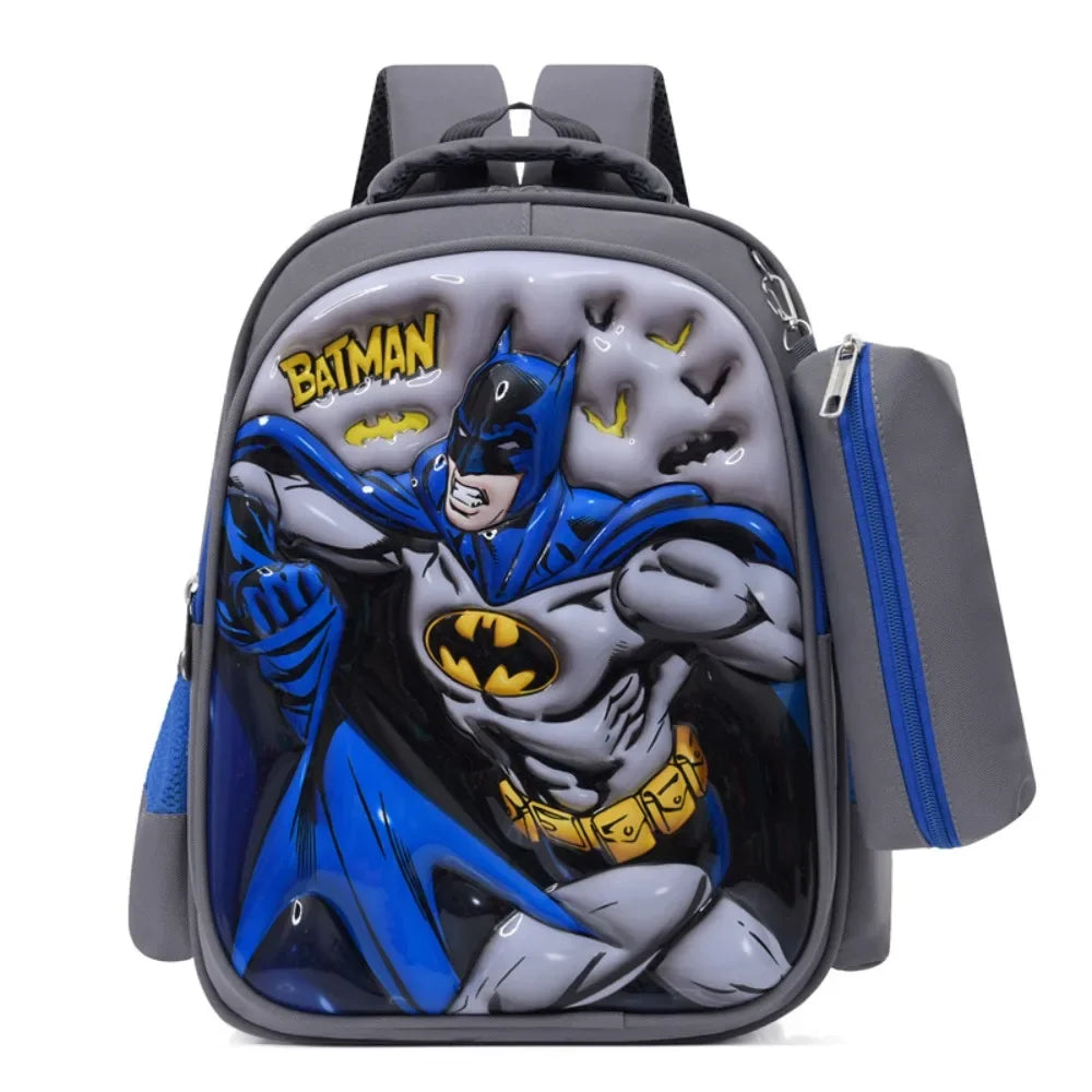 Marvel Children Backpack for Grades 1-3 3D Hard Shell Anime Cartoon Batman Sofia Lightweight Breathable Waterproof Bags Gifts