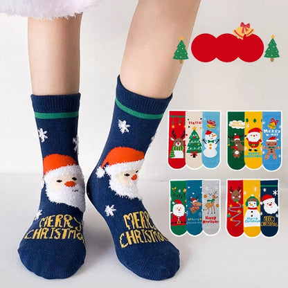 3Pairs/pack Kids Socks for Girls Boys Print Cotton Baby Socks for New Year Children's Christmas Socks For Girls Boys 1-12Years