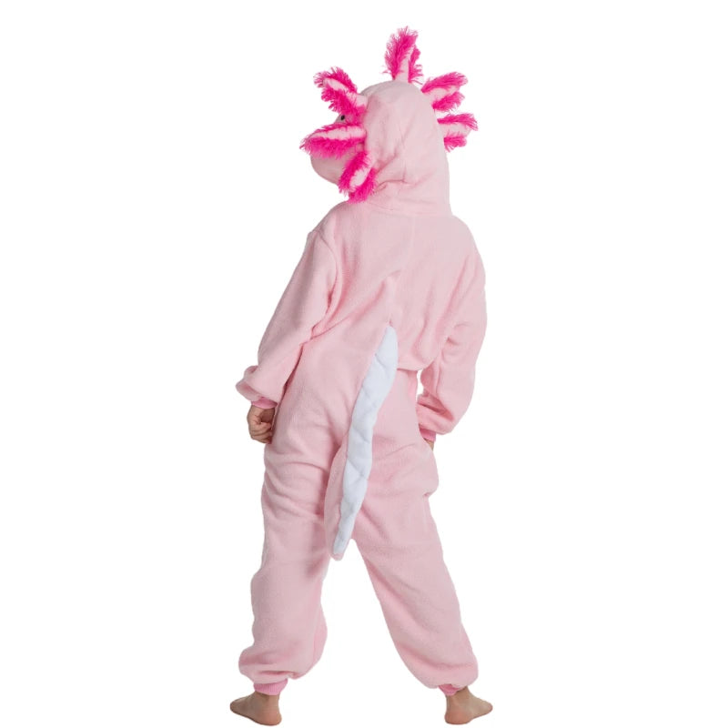 Kids Pink Newt Cute Cartoon Cosplay One Piece Pajamas Baby Animals Halloween Boys Girls Yellow axolotl Kigurumi Anime Pajamas