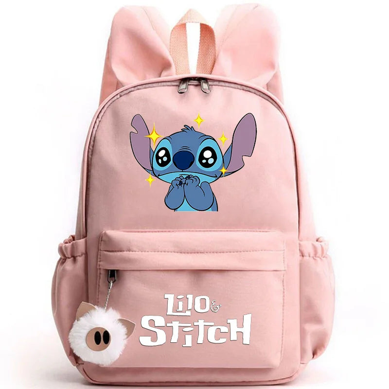 Disney Lilo Stitch Cute Backpack for Girl Boy Student Teenager Rucksack Women Casual School Bags Travel Rabbit Ears Mochila