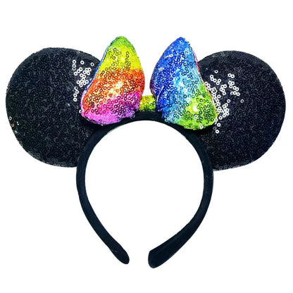 Minnie Mouse Ears Headband Big Size Sequin Bow Women Party Girl Hairband Hot Festival Disney Park Trip DIY Hair Accessories