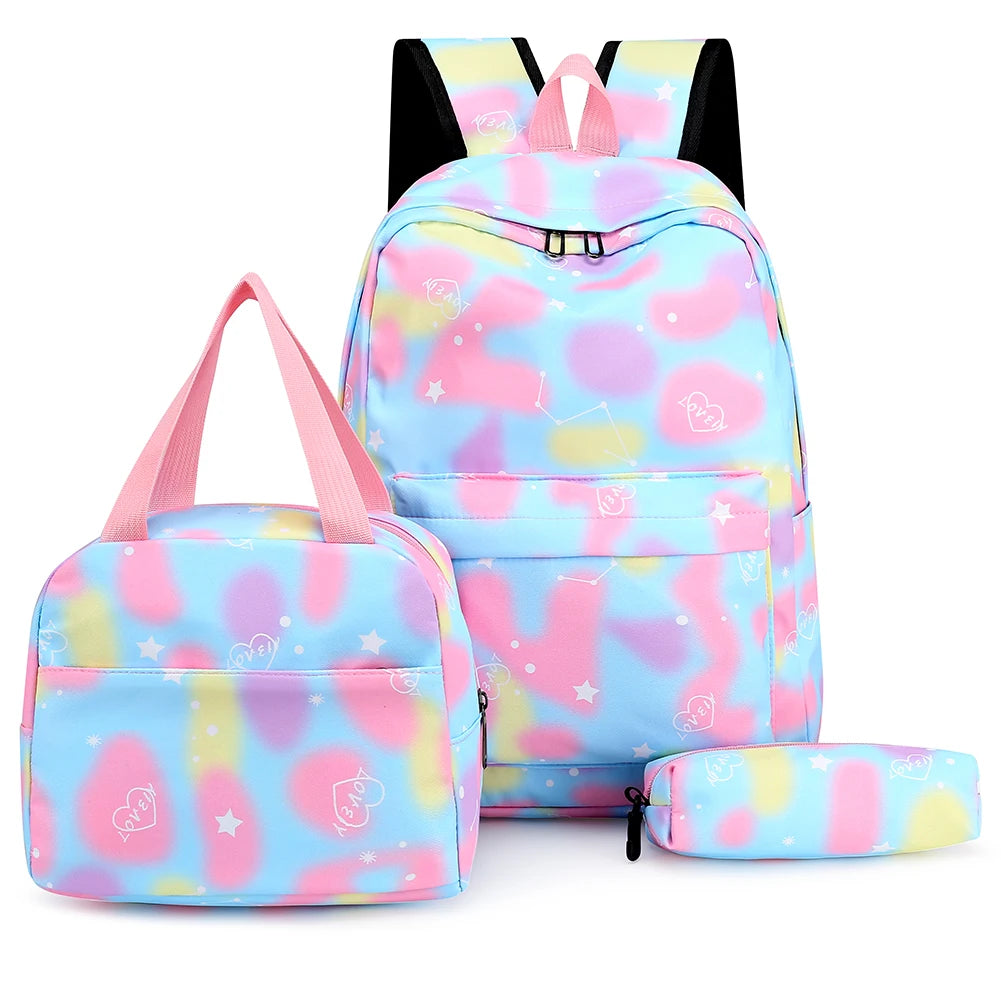 5 Pcs Set Kawaii Girls Backpack For Student School Bag Teenager Girls Schoolbag Book Bags Pencil Case Women Travel Backpack Tote