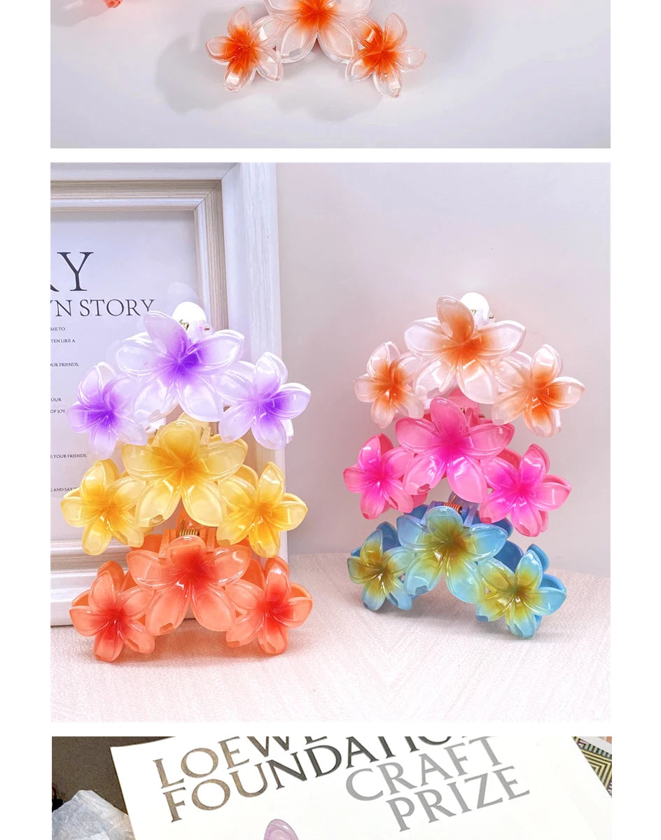 New Versatile Bright Oil French Retro Frangipani Hairpin Simple Fashionable Shark Clip Hair Accessories