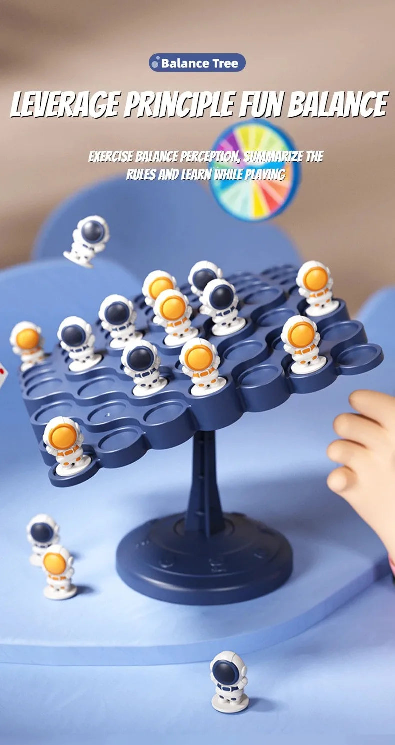 Kid Astronaut Balance Tree Math Board Game Frog Swing Stack Balance Game for Two Player Party Family Tabletop Puzzle Toy Gift