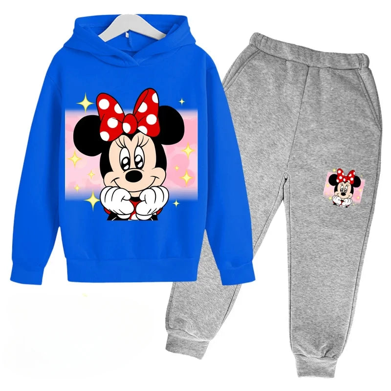 New Mickey and Minnie Cartoon Hoodie and Pants for Kids Long Sleeve Boys and Girls Spring and Autumn 2 Sets Kids Clothes Girls