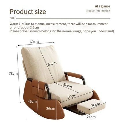 Comfy Rocking Chair, Folding Lounge Chair with Footrest, Lazy Sofa Chair Adjustable Backrest, Recliner Chair for Balcony