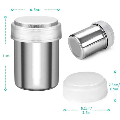 Stainless Steel Cocoa Flour Coffee Sifter Flour Sugar Icing Mesh Sifter PowderSpreading Tank for Fancy Barbecue Kitchen Supplies