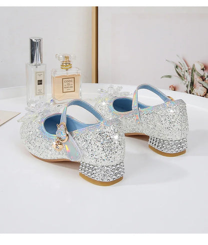 2024 Spring New Children's Shoes Ice And Snow Romance Princess Elsa Shoes Girl's Fashion Sandals Crystal Princess Shoes