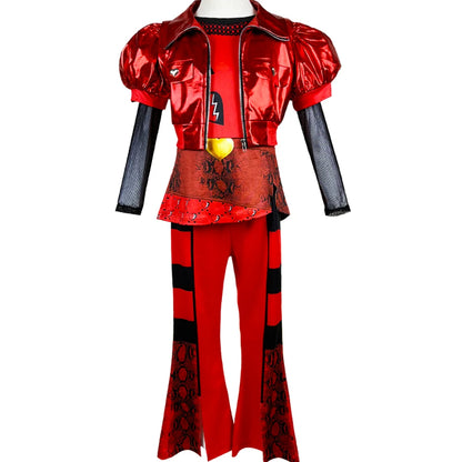 Red clothing descendants 4 new girls Halloween dressing clothing children's movie "Little Red Rise" birthday dress kit wig