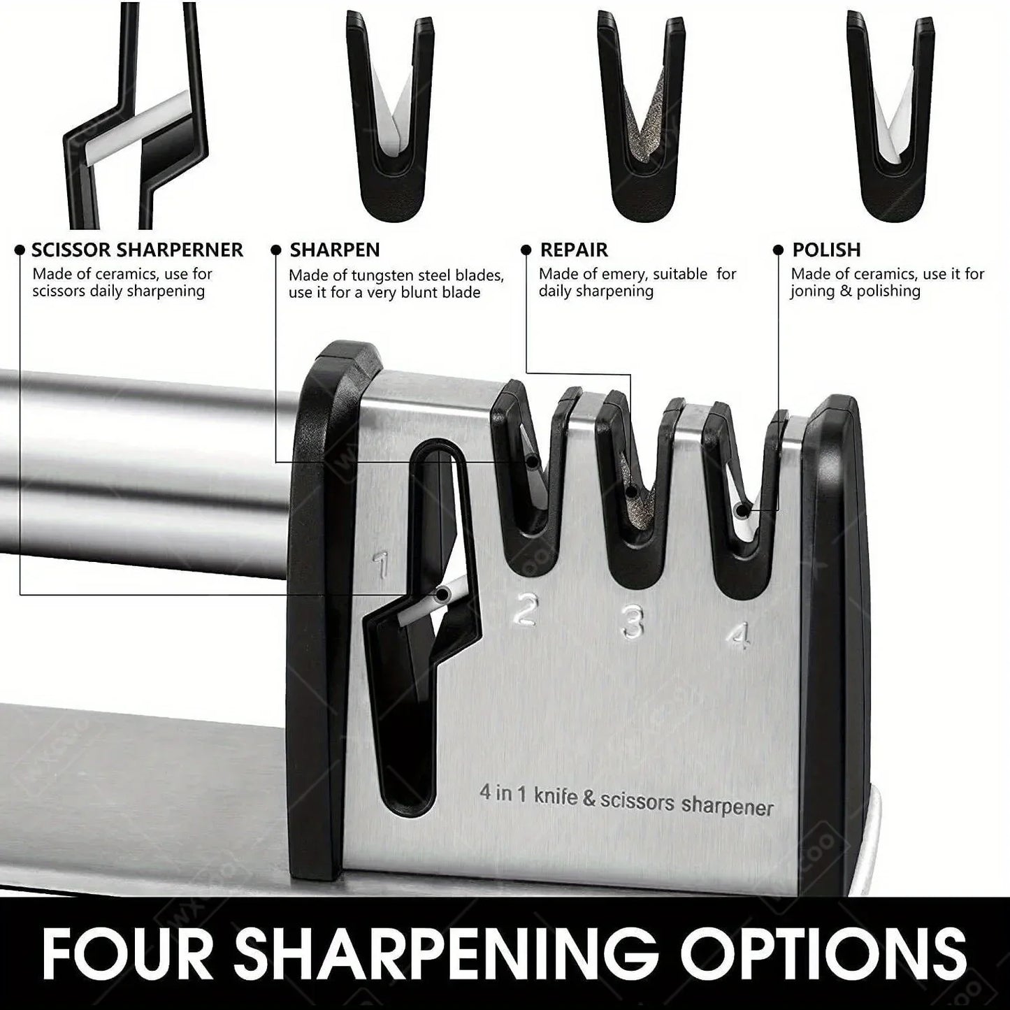 Knife Sharpeners, 4 in 1 Kitchen Blade and Scissors Sharpening Tool, Powerful Professional Chef's Kitchen Knife Accessories