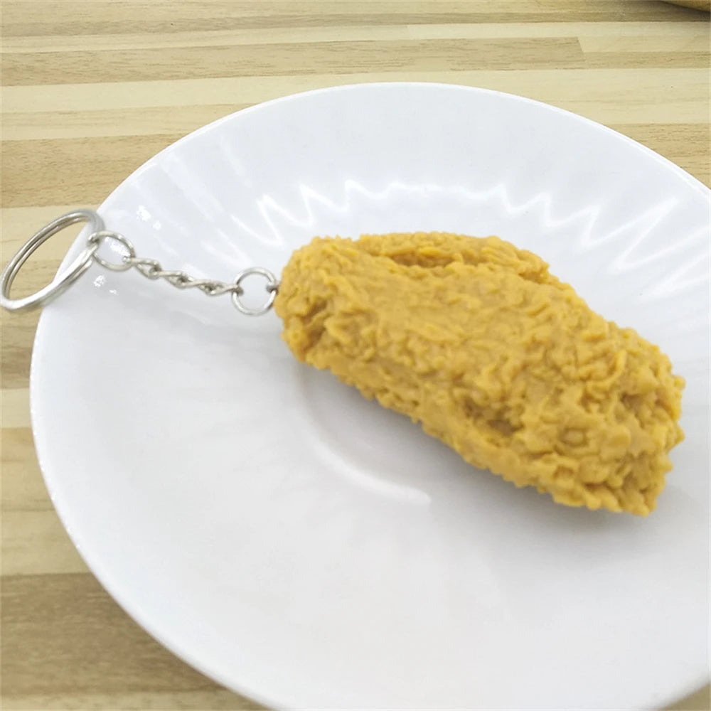 Funny Fried Chicken Leg Chicken Wing Keychain Creative Mini Simulation Food Pendant With Key Ring For Handbag Purse Accessories