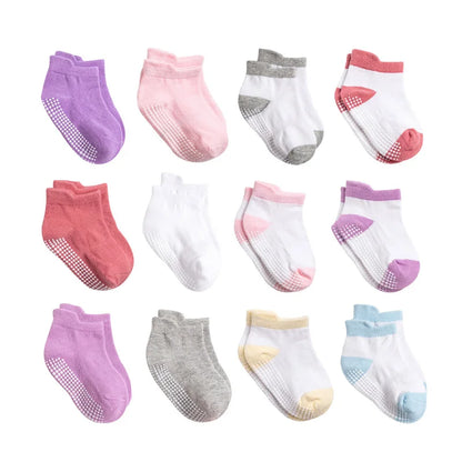 6Pairs Baby's Non-slip Floor Socks For Toddler Kids Boys Indoor Activities Learn To Walk Ankle Socks