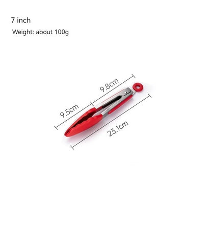 Food Grade Silicone Stainless Steel Anti-Scalding Food Tongs High Temperature Resistant Barbecue Tongs