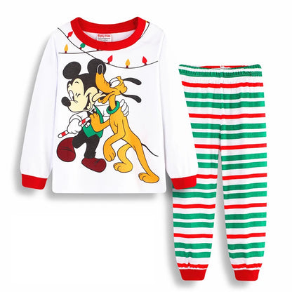 New Spring Autumn Children's Clothing Set Mickey Minnie girl boy Sleepwear Kids Pajamas Set Baby Girls Cotton Cartoon Pyjamas