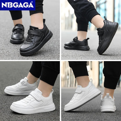 Children Sneaker Boys Casual Shoes Black Leather Flat Student Walking Shoes Non-slip Girl Lightweight Sports Tennis Footwear