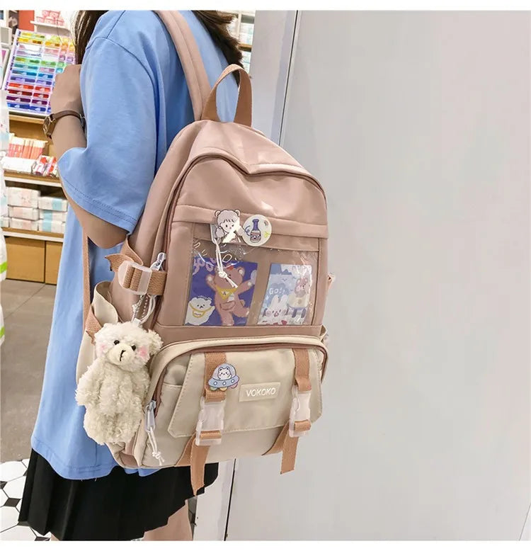 Kawaii Women Backpack Waterproof School Bag For Teenager Girl Student Bookbag Laptop Rucksack Cute Female Travel Bagpack Mochila