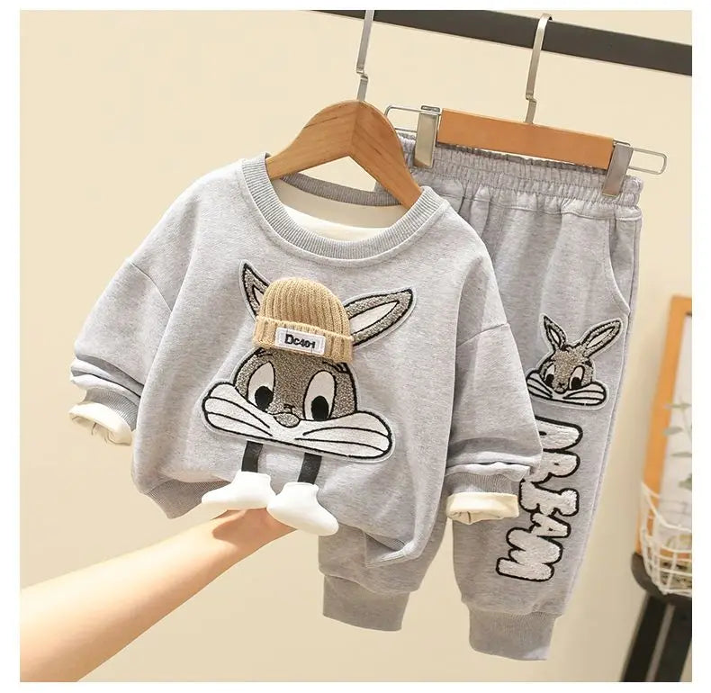 Autumn Kid Boy Clothes Set Cartoon Printed Sweatshirts Pullover Top and Pants Bottom 2pcs Suit Children Girls Outfits Tracksuits