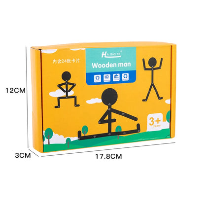 Kids Montessori Educational Wooden Stick Men Puzzle Kids Hand Skill Fine Motor Training Assemble Toys For Party Game