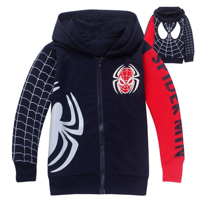 Boys Hoodies Sweatshirts Cartoon Spiderman Kids Outwear Zipper Hooded Clothes Fall 2024 New Spider man Children's Clothing