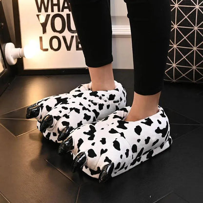 Animal Christmas Paw Slippers Super Soft Floor Noise Slippers Kids Boys Home Shoes Winter Warm Plush Slipper Women Indoor Shoes