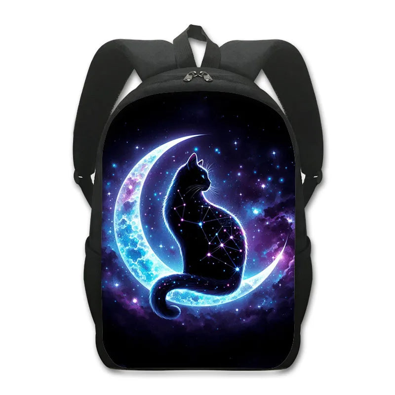 Moon Black Cat Print Backpacks Witchcraft Cat Starry Sky Teenager Daypack for Travel Storage Backpack Laptop Bags School Bag