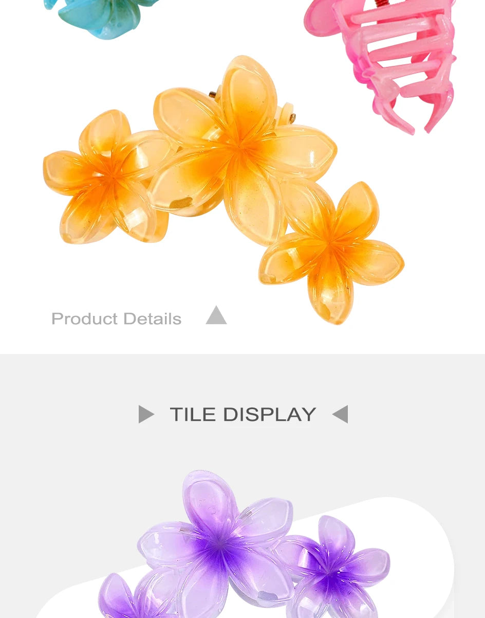 New Versatile Bright Oil French Retro Frangipani Hairpin Simple Fashionable Shark Clip Hair Accessories