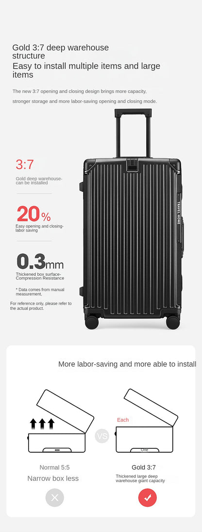 Over-sized Multi-Functional Travel Suitcases Large Capacity Luggage Aluminum Frame plus-Sized Universal Wheel Case Boarding Bag