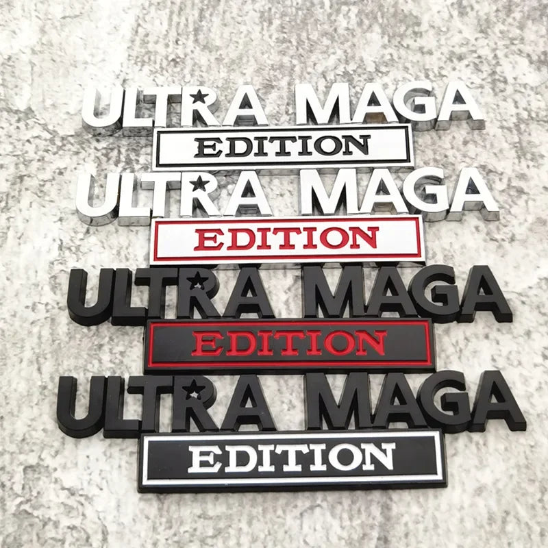 Ultra MAGA Emblem 3D Metal Car Sticker for Universal Car Decoration Classic Personality Labels Zinc Alloy Badge Decal Gadget