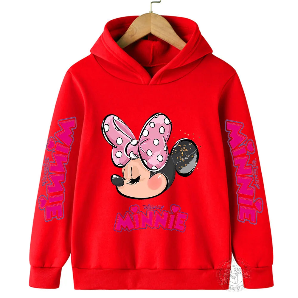 2023 Autumn/Winter Boys Minnie Warm Top 3-14 Year Old Children's Hoodie Girls Outdoor Sports Shirt