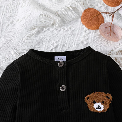 Newborn Baby Clothes 0 to 18 Months Cartoon Bear Tiny Button Onesies For Baby Boy Long Sleeve Infant Romper Toddler Jumpsuit