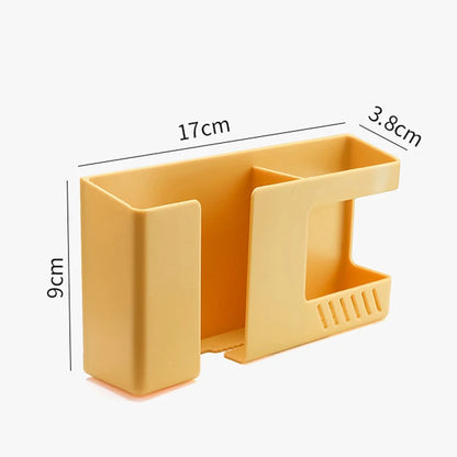 2 In 1 Wall-mounted Mobile Phone Remote Control Storage Box Multifunctional Punch-free Storage Rack Wall Debris Storage Holders