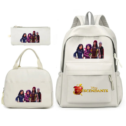 3pcs Disney Descendants Backpack with Lunch Bag for Women Student Teenagers School Bags Comfortable Travel Sets