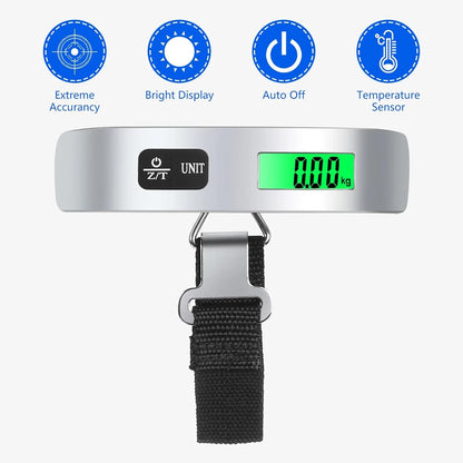 Digital Luggage Scale 110lbs Hanging Baggage LCD Display Portable Suitcase Weighing Scale Travel Luggage Weight Scale Tool