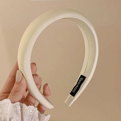 2024 New Satin Gloss High End Sponge Headband Women's Autumn Solid Color Simple and Elegant Accessories Hair Card