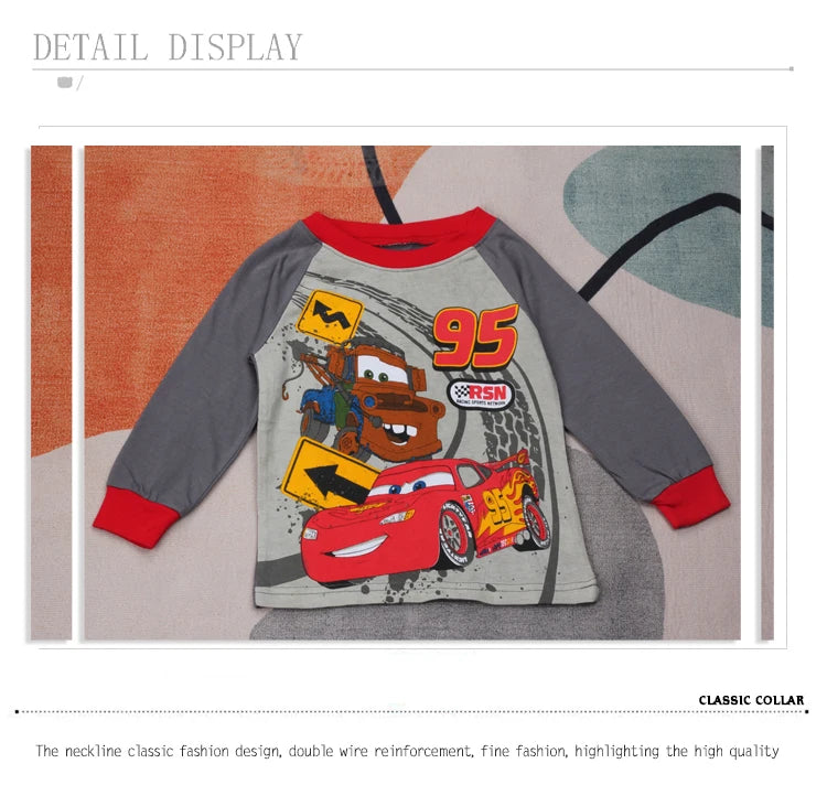 New Spring Autumn Children's Clothing Sets Boys 95 Cars McQueen Cartoon Sleepwear Clothes Kids Pajamas Set Baby Cotton Pyjamas