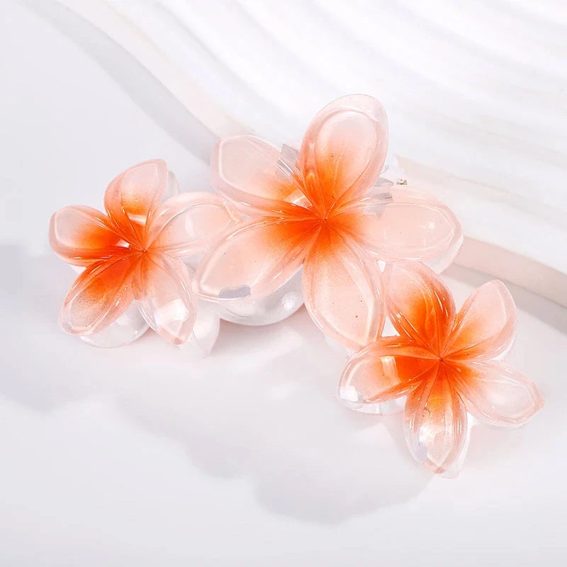 New Versatile Bright Oil French Retro Frangipani Hairpin Simple Fashionable Shark Clip Hair Accessories