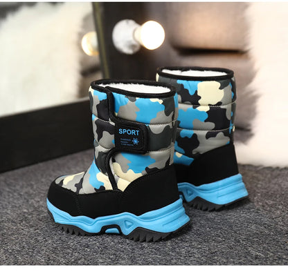 2024 Winter Children Shoes Plush Waterproof Fabric Non-Slip Girl Shoes Rubber Sole Snow Boots Fashion Warm Outdoor Boots