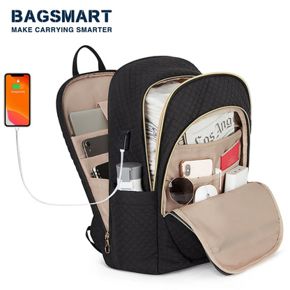 BAGSMART Backpacks for Women School Bag for girl 17.5''/15.6'' Notebook Travel Laptop Computer Backpack with USB Charging Port