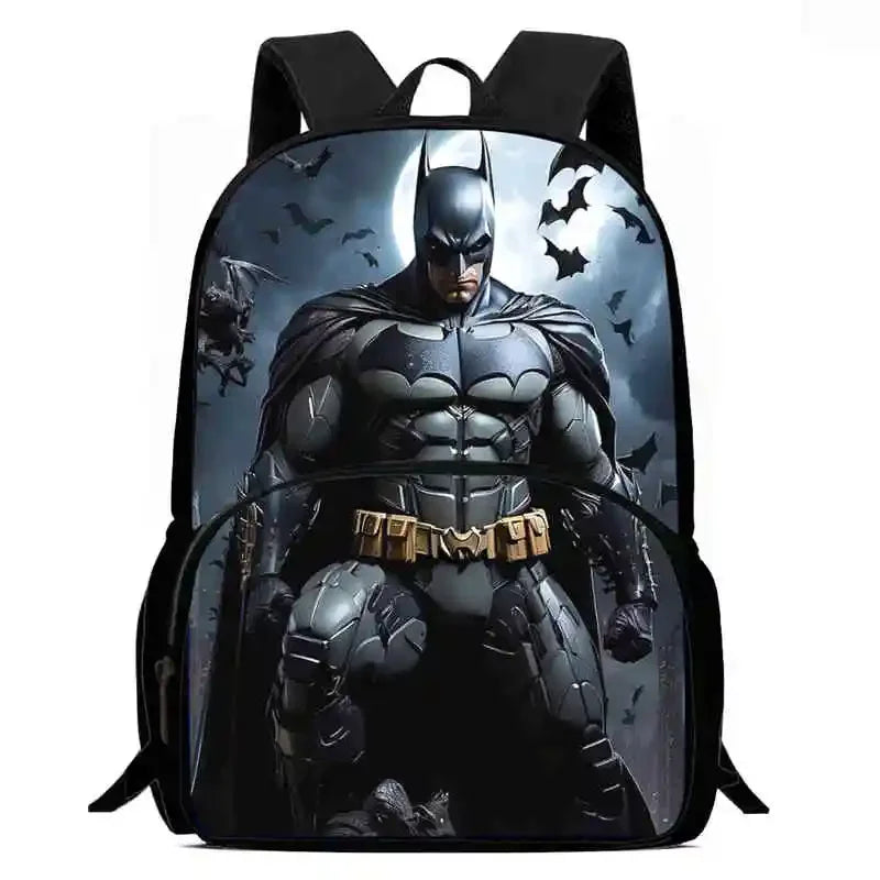 Cartoon Super Hero B-BatmanS School Backpack,Lunch Bags,Pencil Bags for 4-8 Years Old,Cartoon School Bags for Boy Girl Best Gift