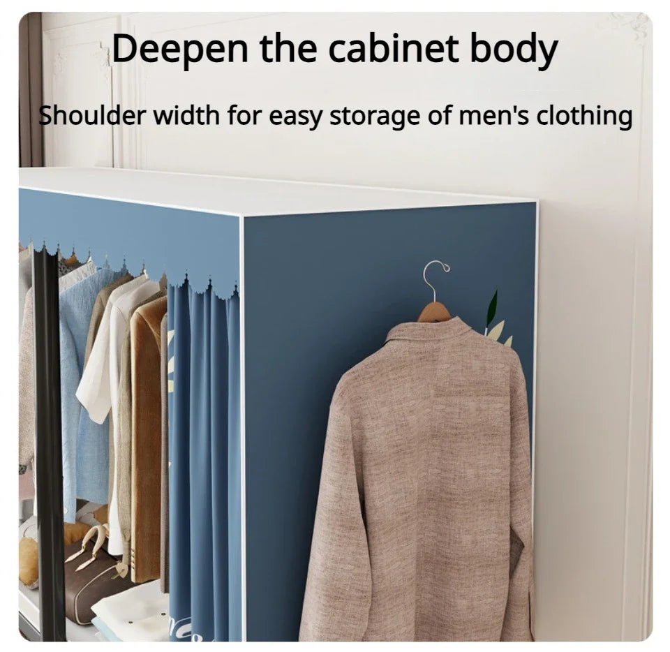 Simple Durable Steel Frame Cloth Wardrobe Simple Open Closets With No Need To Install Folding Wardrobe Home Furniture Armoire