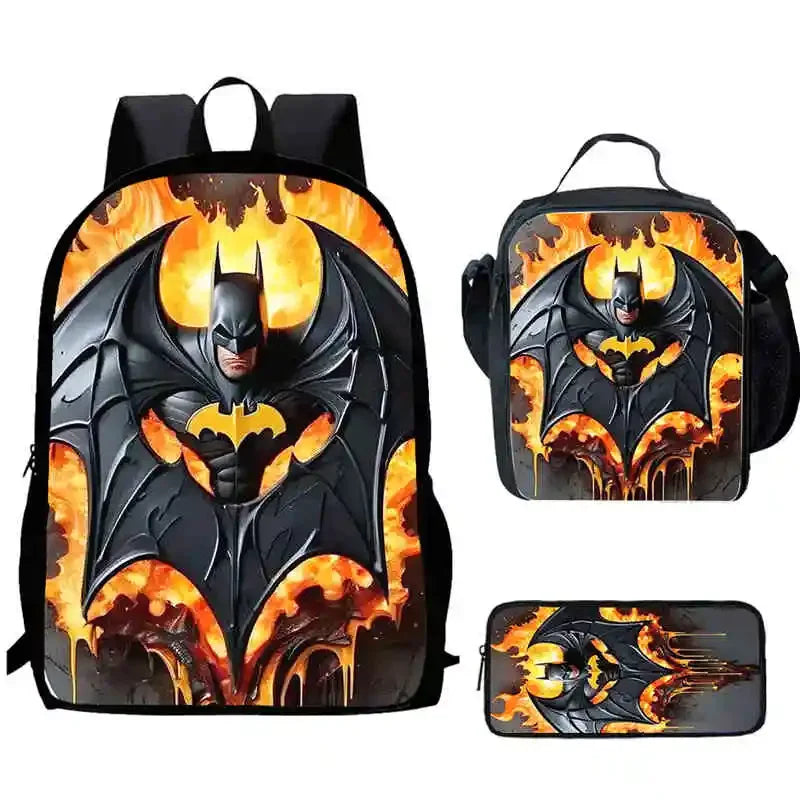 Cartoon Super Hero B-BatmanS Child School Backpack,Lunch Bags,Pencil Bags For Kindergarten,Best Gift For Boys and Girls